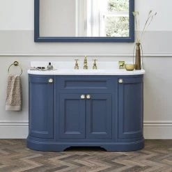 Burlington 134 4-Door Curved Vanity Unit & Minerva Carrara White Worktop with Basin - Blue -Countertop Vanity Units Sales FC1B BW13 D2 460 1