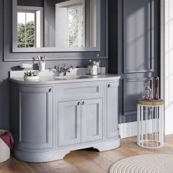 Burlington 134 4-Door Curved Vanity Unit & Minerva Worktop with Basin - Classic Grey -Countertop Vanity Units Sales FC1G BC13 D4 460