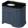 Burlington Floor Standing Corner Vanity Unit - Blue - Left Hand 1000mm with Black Granite Worktop -Countertop Vanity Units Sales FC2B BB98L P