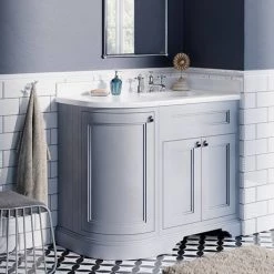 Burlington Floor Standing Corner Vanity Unit - Classic Grey - Right Hand 1000mm with Worktop -Countertop Vanity Units Sales FC3G BC98R D4 460