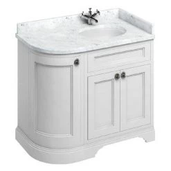 Burlington Floor Standing Corner Vanity Unit - Matt White - Right Hand 1000mm with Worktop