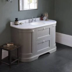 Burlington 134 2-Door/Drawer Curved Vanity Unit & Minerva Worktop with Basin - Classic Grey -Countertop Vanity Units Sales FC4G BC13 D3 460