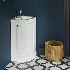 Burlington Freestanding Corner Vanity Unit - Matt White - 430mm Wide -Countertop Vanity Units Sales FC7O FC7BB D2 460