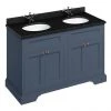 Burlington 130 4-Door Vanity Unit & Minerva Black Granite Worktop with Double Basin - Blue 1 Burlington 130 4-Door Vanity Unit & Minerva Black Granite Worktop with Double Basin - Blue -Countertop Vanity Units Sales FC9B BB12 P