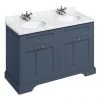 Burlington 130 4-Door Vanity Unit & Minerva Carrara White Worktop with Double Basin - Blue 2 Burlington 130 4-Door Vanity Unit & Minerva Carrara White Worktop with Double Basin - Blue -Countertop Vanity Units Sales FC9B BC12 P