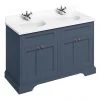 Burlington 130 4-Door Vanity Unit & Minerva White Worktop with Double Basin - Blue -Countertop Vanity Units Sales FC9B BW12 P