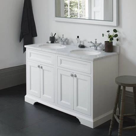 Burlington 130 4-Door Vanity Unit & Minerva Worktop with Double Basin - Classic Grey 5 Burlington 130 4-Door Vanity Unit & Minerva Worktop with Double Basin - Classic Grey - Image 3
