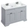 Burlington 130 4-Door Vanity Unit & Minerva Worktop with Double Basin - Classic Grey -Countertop Vanity Units Sales FC9G BC12 P
