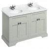 Burlington 130 4-Door Vanity Unit & Minerva Worktop with Double Basin - Dark Olive -Countertop Vanity Units Sales FC9O BC12 P