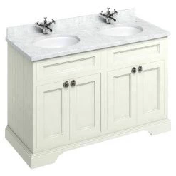 Burlington 130 4-Door Vanity Unit & Minerva Worktop with Double Basin - Sand