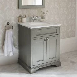 Burlington 65 2-Door Vanity Unit & Minerva Worktop with Basin - Classic Grey -Countertop Vanity Units Sales FF8G BC66 D2 460
