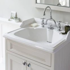 Burlington 65 2-Door Vanity Unit & Classic Invisible Overflow/Waste Basin (Matt White - 2 Tap Hole) -Countertop Vanity Units Sales FF8O B14 D1 460