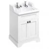Burlington 65 2-Door Vanity Unit & Classic Invisible Overflow/Waste Basin (Matt White - 2 Tap Hole) -Countertop Vanity Units Sales FF8W B14 P
