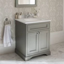 Burlington 65 2-Door Vanity Unit & Minerva Worktop with Basin - Matt White -Countertop Vanity Units Sales FF8W BC66 D1 460