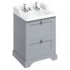 Burlington 65 2-Drawer Vanity Unit & Classic Invisible Overflow/Waste Basin (Classic Grey - 2 Tap Hole) -Countertop Vanity Units Sales FF9G B14 P