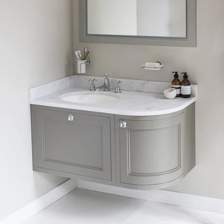 Burlington Wall Hung Corner Vanity Unit - Sand - Left Hand 1000mm with Worktop 5 Burlington Wall Hung Corner Vanity Unit - Sand - Left Hand 1000mm with Worktop - Image 3