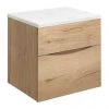 Crosswater Glide II Wall Hung Countertop Vanity Unit - Windsor Oak with Marble Worktop -Countertop Vanity Units Sales GL2 50 WO P