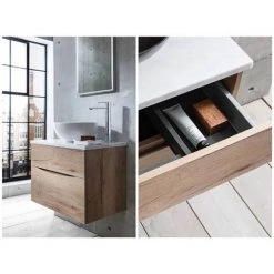 Crosswater Glide II Wall Hung Countertop Vanity Unit - Windsor Oak with Marble Worktop -Countertop Vanity Units Sales GL2 MAR WO D2 460