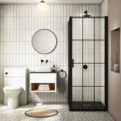 Haywood Gloss White / Natural Oak Wall Hung Countertop Vanity - 600mm w. Open Shelf + Black Worktop -Countertop Vanity Units Sales HYWWH6BWT d1 460