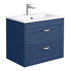Keswick Blue 620mm Traditional Wall Hung 2 Drawer Vanity Unit