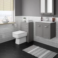 Keswick Grey 620mm Traditional Wall Hung 2 Door Vanity Unit -Countertop Vanity Units Sales KES GRY 6WH2C d2 460