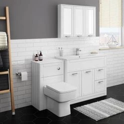 Keswick White 1015mm Traditional Floorstanding Vanity Unit -Countertop Vanity Units Sales KES WHT 100 d2 460