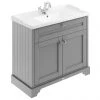 Old London 1000mm 2-Door Cabinet & Basin - Storm Grey -Countertop Vanity Units Sales LOF207 P