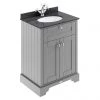 Old London 600mm Cabinet & Single Bowl Black Marble Top - Storm Grey -Countertop Vanity Units Sales LOF221 P