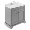 Old London 800mm Cabinet & Single Bowl White Marble Top - Storm Grey -Countertop Vanity Units Sales LOF228 P