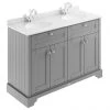 Old London 1200mm Cabinet & Double Bowl White Marble Top - Storm Grey -Countertop Vanity Units Sales LOF264 P