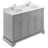 Old London 1200mm Cabinet & Double Bowl Grey Marble Top - Storm Grey -Countertop Vanity Units Sales LOF265 P