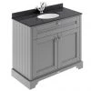 Old London 1000mm Cabinet & Single Bowl Black Marble Top - Storm Grey -Countertop Vanity Units Sales LOF276 P