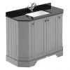 Old London Storm Grey Art Deco 1000mm Angled Cabinet with Black Marble Basin Top -Countertop Vanity Units Sales LOF282 P