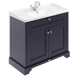 Old London 1000mm 2-Door Cabinet & Basin - Twilight Blue