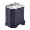 Old London Twilight Blue Art Deco 750mm Angled Cabinet with Grey Marble Basin Top -Countertop Vanity Units Sales LOF316 P