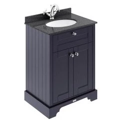 Old London 600mm Cabinet & Single Bowl Black Marble Top - Twilight Blue