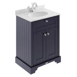 Old London 600mm Cabinet & Single Bowl Grey Marble Top - Twilight Blue