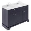 Old London 1200mm Cabinet & Double Bowl White Marble Top - Twilight Blue -Countertop Vanity Units Sales LOF364 P