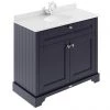 Old London 1000mm Cabinet & Single Bowl White Marble Top - Twilight Blue -Countertop Vanity Units Sales LOF377 P