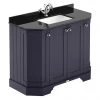 Old London Twilight Blue Art Deco 1000mm Angled Cabinet with Black Marble Basin Top -Countertop Vanity Units Sales LOF382 P