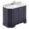 Old London Twilight Blue Art Deco 1000mm Angled Cabinet with White Marble Basin Top -Countertop Vanity Units Sales LOF383 P