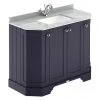 Old London Twilight Blue Art Deco 1000mm Angled Cabinet with Grey Marble Basin Top -Countertop Vanity Units Sales LOF384 P