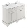 Old London 1200mm Cabinet & Double Bowl White Marble Top - Timeless Sand 2 Old London 1200mm Cabinet & Double Bowl White Marble Top - Timeless Sand -Countertop Vanity Units Sales LOF464 P1