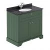 Old London 800mm Cabinet & Single Bowl Black Marble Top - Hunter Green -Countertop Vanity Units Sales LOF827 P