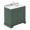 Old London 800mm Cabinet & Single Bowl White Marble Top - Hunter Green -Countertop Vanity Units Sales LOF828 P