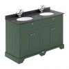 Old London 1200mm Cabinet & Double Bowl Black Marble Top - Hunter Green -Countertop Vanity Units Sales LOF863 P