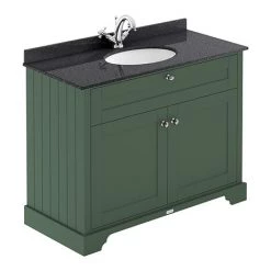 Old London 1000mm Cabinet & Single Bowl Black Marble Top - Hunter Green