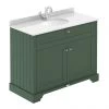 Old London 1000mm Cabinet & Single Bowl White Marble Top - Hunter Green -Countertop Vanity Units Sales LOF877 P