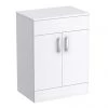 Toreno Floor Standing Countertop Vanity Unit - Gloss White - 605mm with Chrome Handles -Countertop Vanity Units Sales MWT605 p