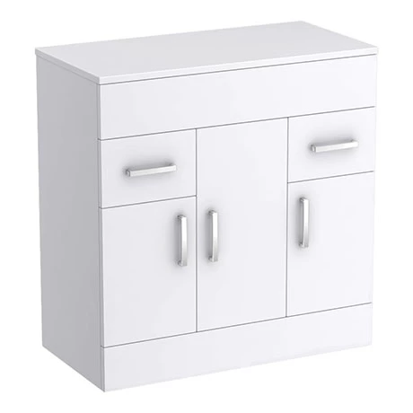 Toreno Floor Standing Countertop Vanity Unit - Gloss White - 805mm with Chrome Handles 3 Toreno Floor Standing Countertop Vanity Unit - Gloss White - 805mm with Chrome Handles
